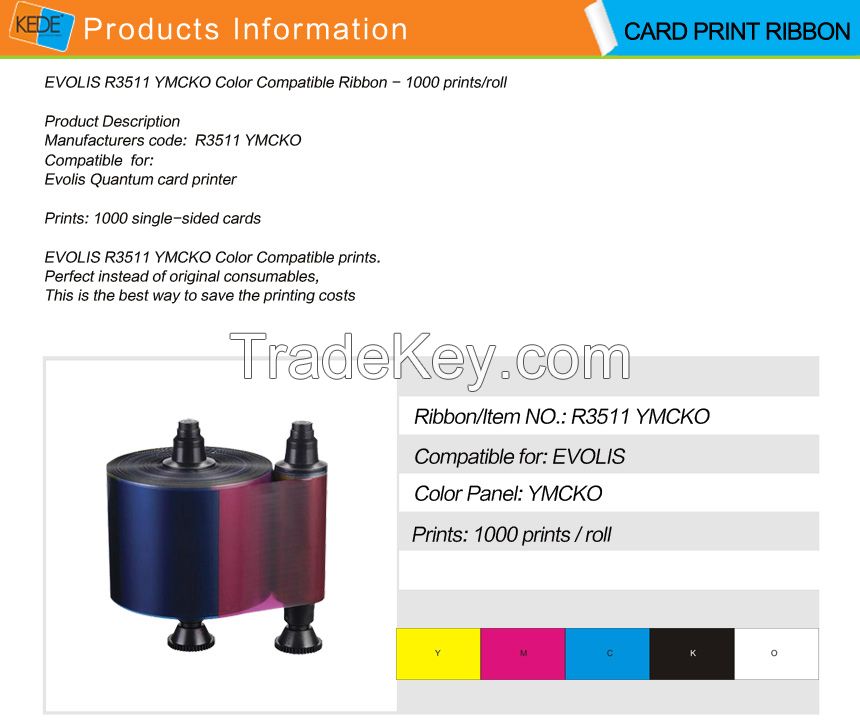 For Evolis quantum R3511 color ID card printer ribbon