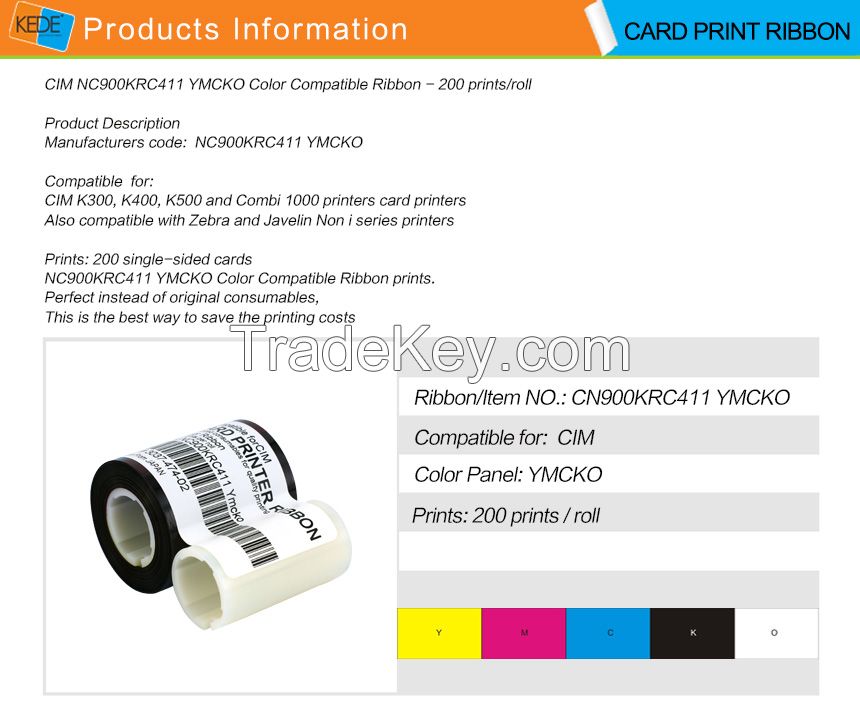 For CIM NC900KRC411 YMCKO  color card printer ribbon