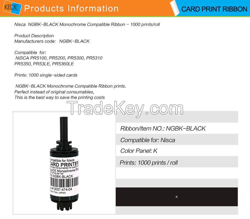 For NISCA pr5100, pr5200, pr5350 NGBK black compatible ribbon