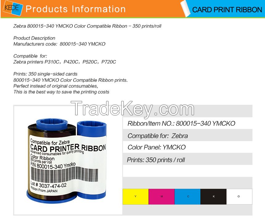 For Zebra zxp 800033-340 Color compatible card printer Ribbon