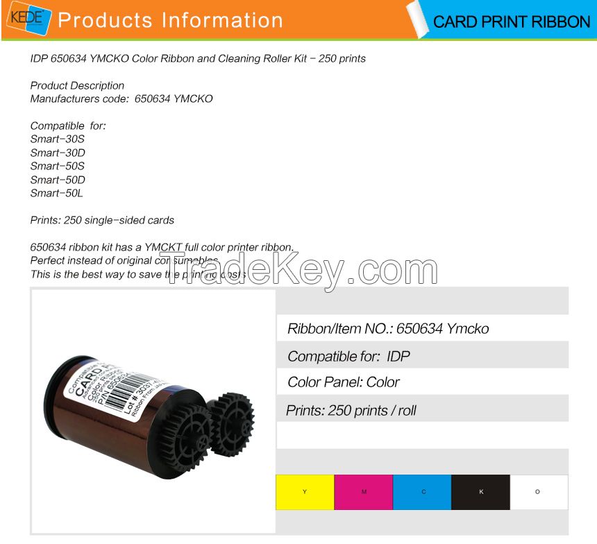 650634 color compatible ribbon for idp smart 50s printer 