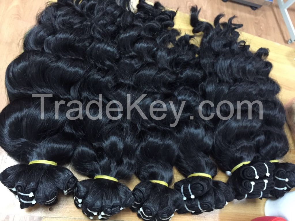 Human hair loose wavy weft hair virgin hair no tangle grade 7AA remy hair