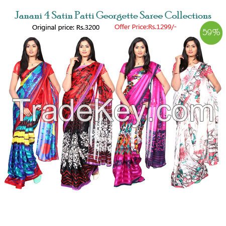 Janani 4 Satin Patti Georgette Saree Collections @ Just Rs.1,299/-