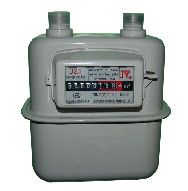 Diaphtagm gas meter with steel case