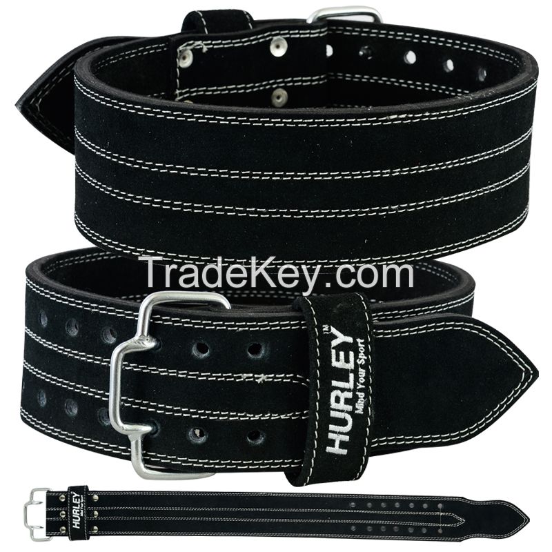 Hurley 4" Black Leather Power Belt | Quick release Buckle Powerlifting Belt