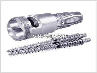Bimetallic twin screw and barrel 