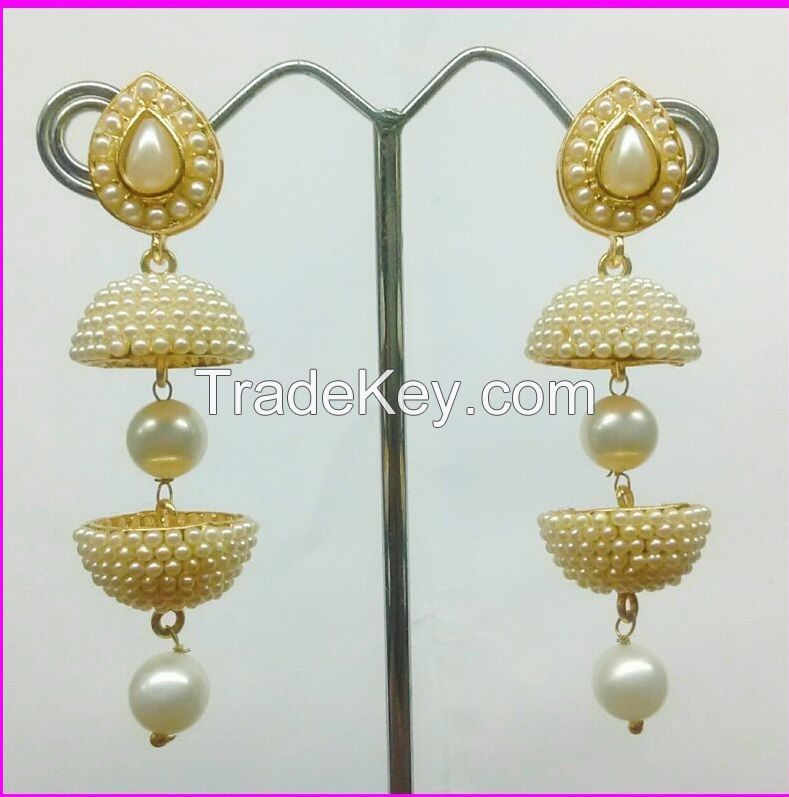 Tradtitional Double tone pearl jhumki