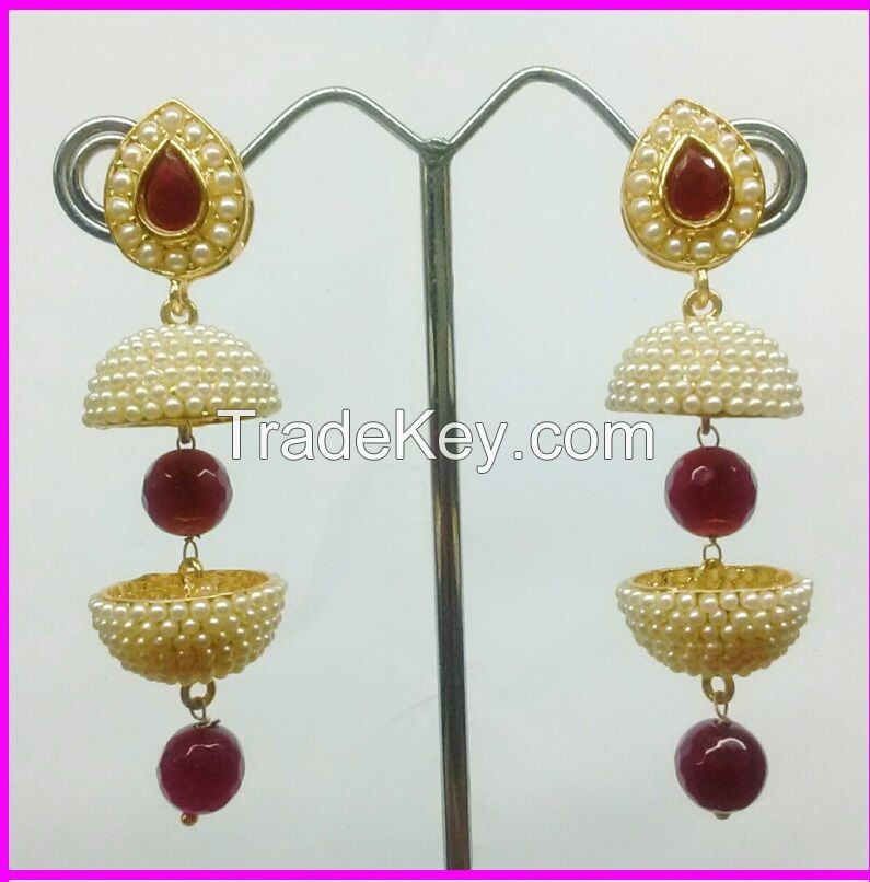 Tradtitional Double tone pearl jhumki