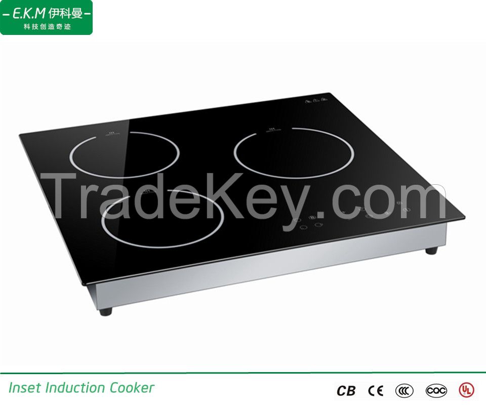 E.K.M Inset  Three Burner Induction Cooker, 5900W, Can Use 5 Years