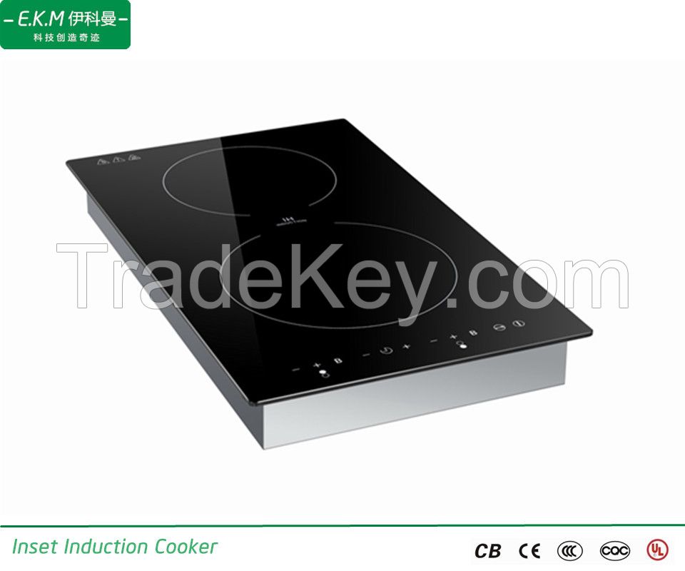 E.K.M Inset  Double Burner Induction Cooker, 3600W, Can Use 5 Years