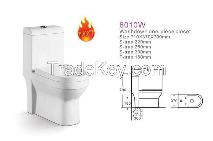 Sanitary Ware Ceramic Washdown Gravity Flush One Piece Toilet Closet
