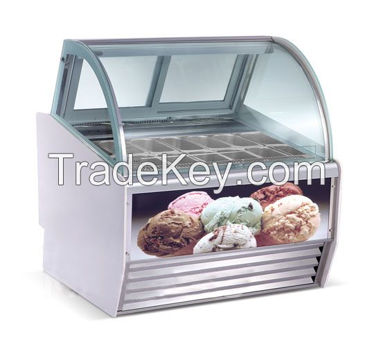 Huaer Curved Glass Ice Cream Dipping Display Cabinet Freezer