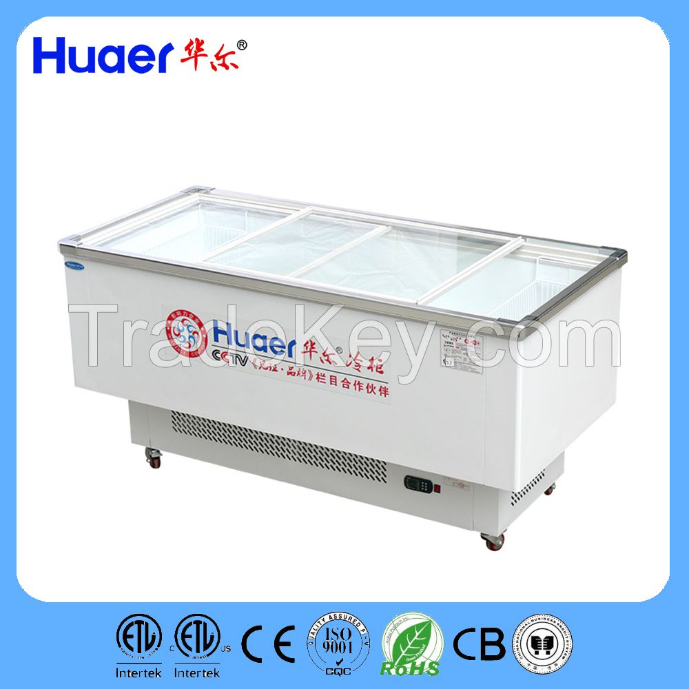 Huaer Flat Glass Lid Display Freezer