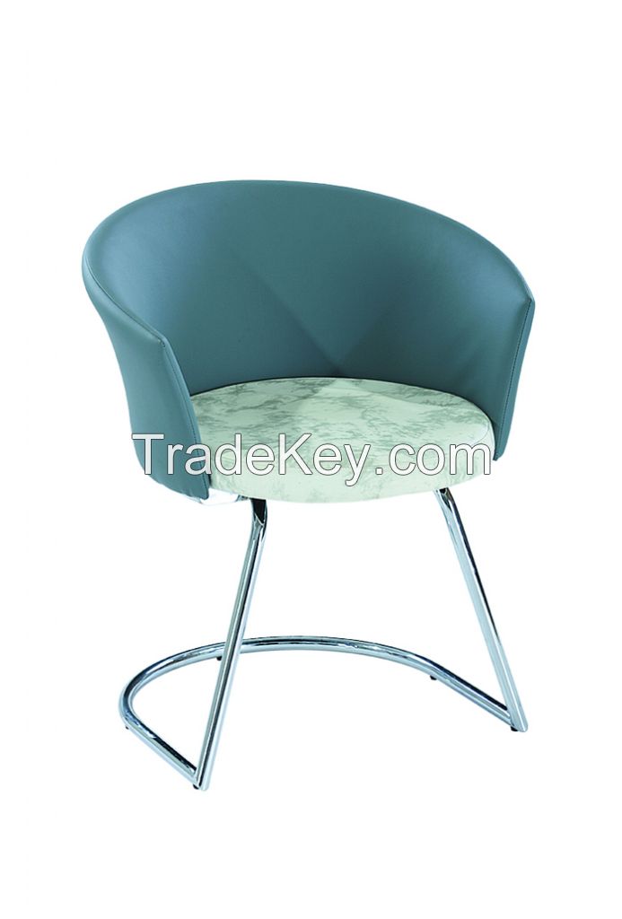 High quality chromed stand/soft leather dining chair