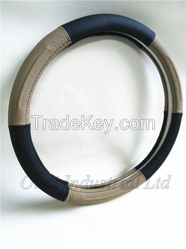 UK leather steering wheel covers Tan/Black steeing cover 