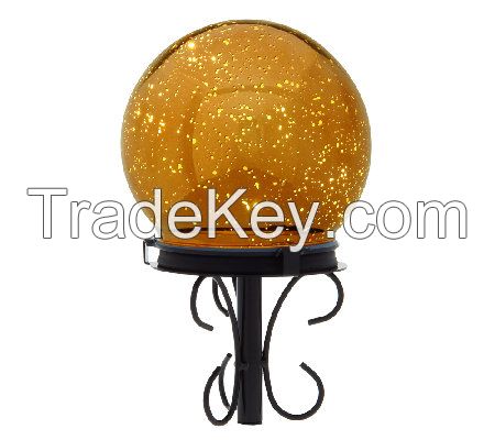 Solar crackle glasss ball garden light