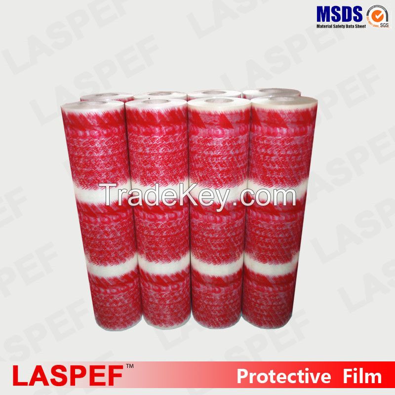 LASPEF clear PE protective film with red logo printed