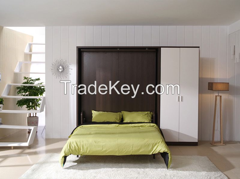 Sepsion Revolving Folding Wall Bed Home Furniture with Cabinets