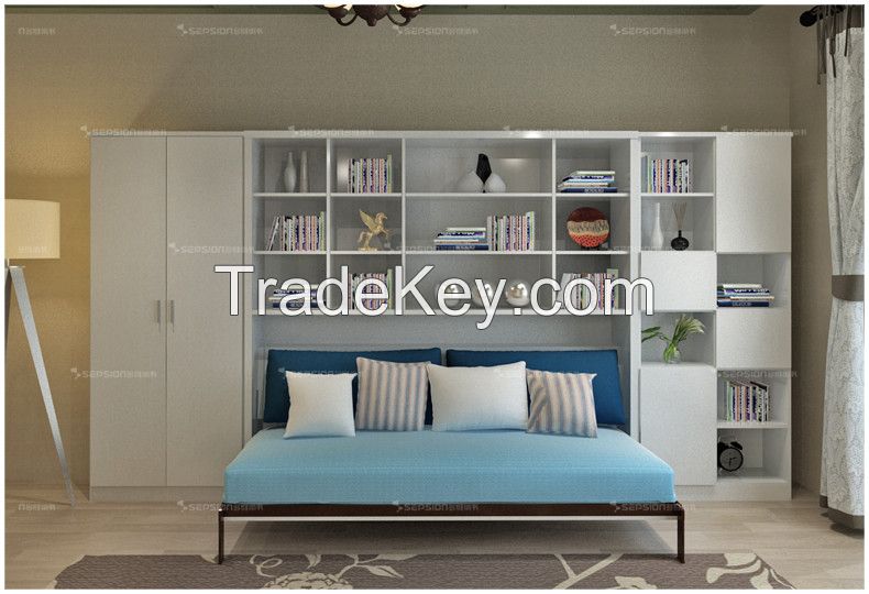 Horizotal Tilting Murphy Wall Bed with Multifunctional Cabinets