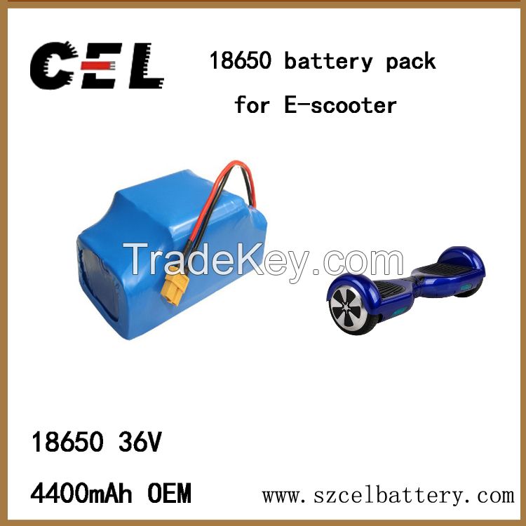 self-balancing LED scooters battery pack 18650 4400mAh 36V