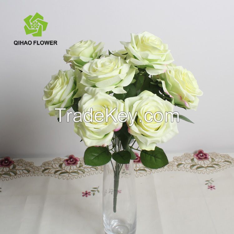 Wholesale home decorative silk plant artificial rose bouquet