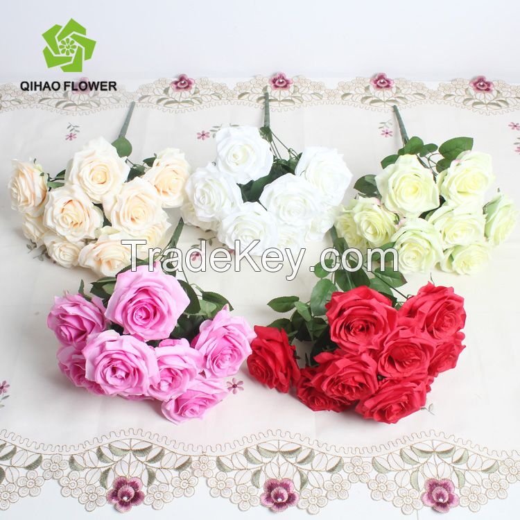 Wholesale home decorative silk plant artificial rose bouquet