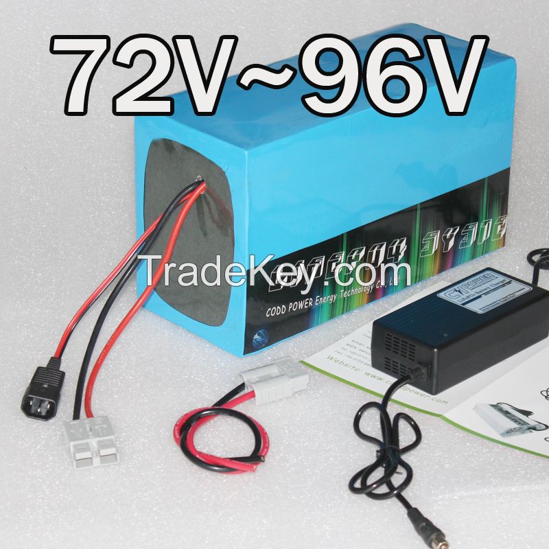 72V, 96V electric bike Lithium battery