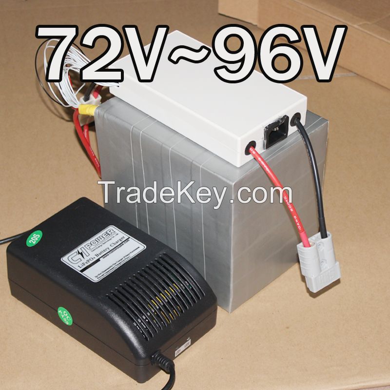 72V, 96V electric bike LiFePO4 battery 24S 32S Scooter battery