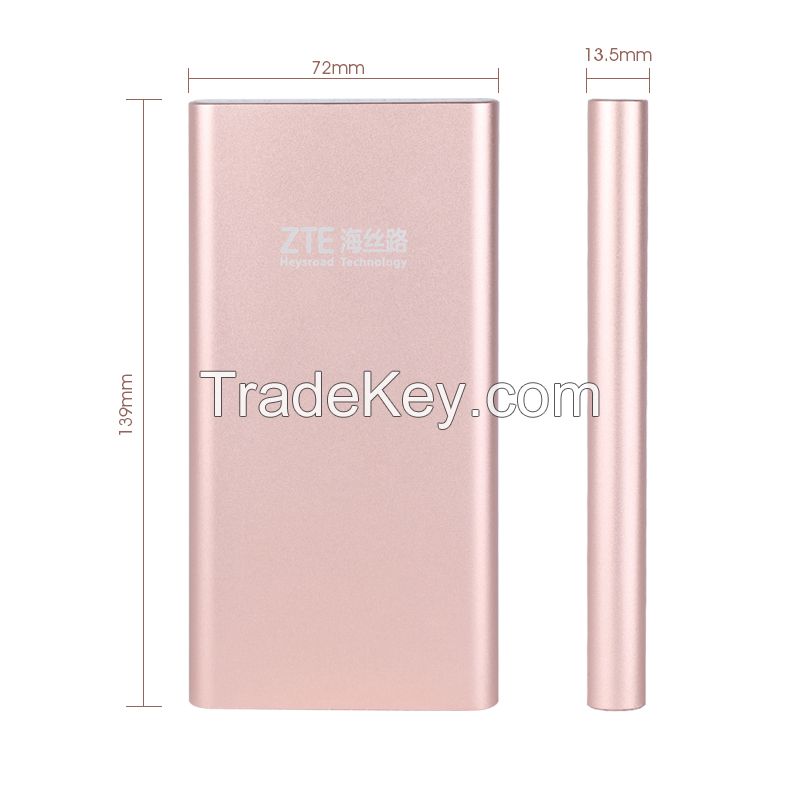 ZTE 10000mah(37Wh) Pink Power Bank for iPhone Android and All 5V Electronic Devices External Portable Charger with Smart Circuit