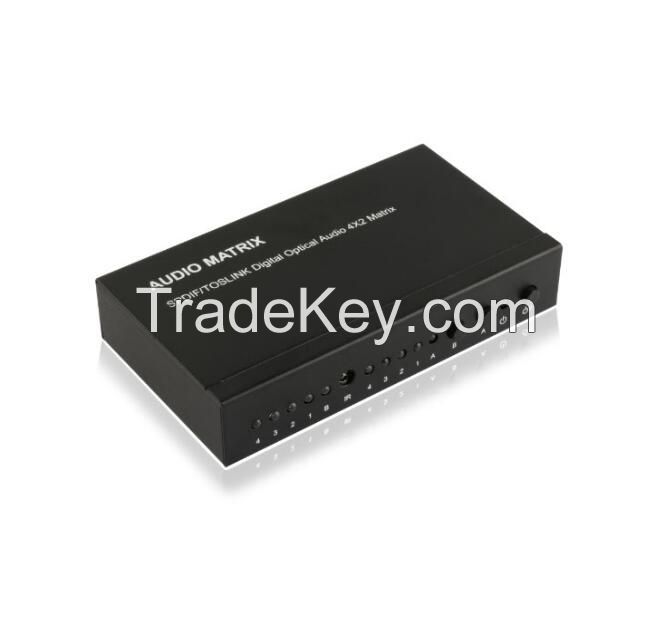 IR Control SPDIF/TOSLINK Digital Optical Audio 4Ã—2 Matrix