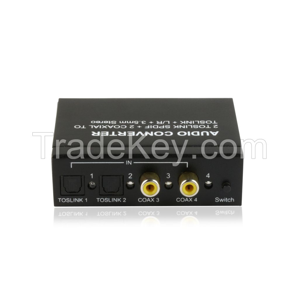 2TOSLINK SPDIF+2COAXIAL to TOSLINK+L/R RCA+3.5mm Audio Switch Converter