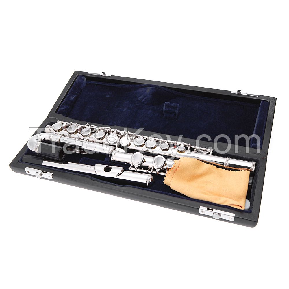 16 closed key Flute--silver plated-offet G key , extra curved headjoint