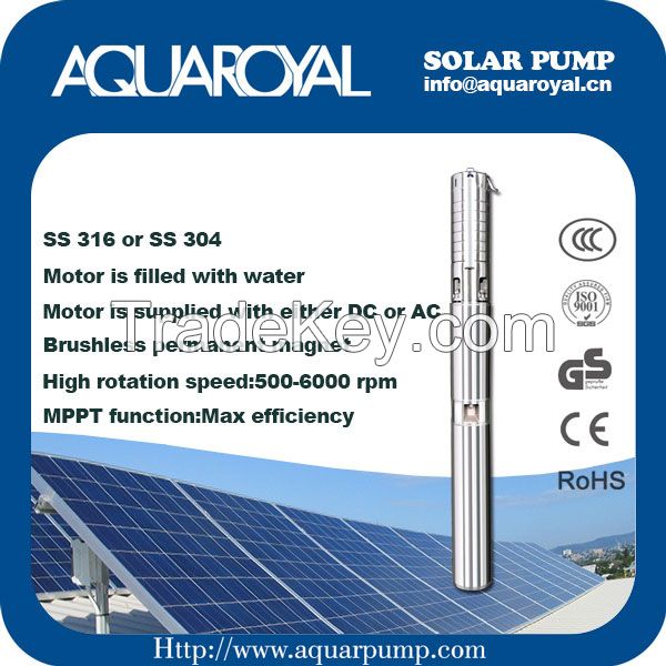 DC Solar Pumps|Permanent Magnet|DC brushless motor|Motor is filled with water|Solar well pumps-4SP14/4(Separated Type)