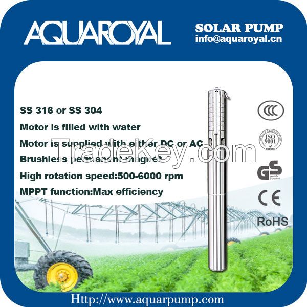 DC Solar Pumps|Permanent Magnet|DC brushless motor|Motor is filled with water|Solar well pumps-4SP8/3(Integrated Type)