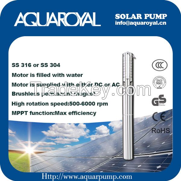 DC Solar Pumps|Permanent Magnet|DC brushless motor|Motor is filled with water|Solar well pumps-4SP14/4(Integrated Type)