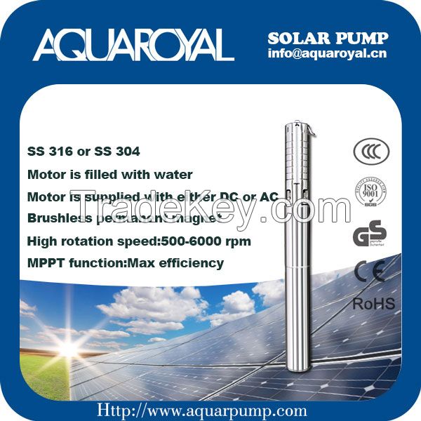 DC Solar Pumps|Permanent Magnet|DC brushless motor|Motor is filled with water|Solar well pumps-4SP8/7(Integrated Type)