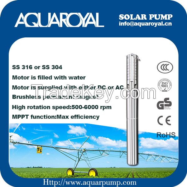 DC Solar Pumps|Permanent Magnet|DC brushless motor|Motor is filled with water|Solar well pumps-4SP5/4(Integrated Type)