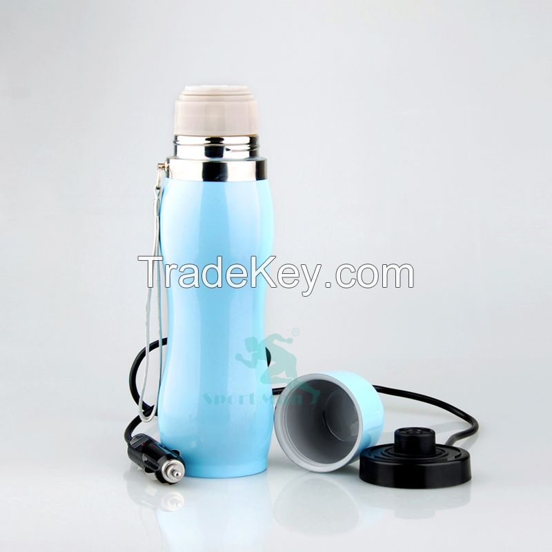 Car Electric Travel Mug 12V Insulated Stainless Steel 0.5l Heated Cup Thermos 