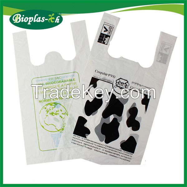 promotional high quality hot sale 100% Biodegradable shopping t-shirt bag