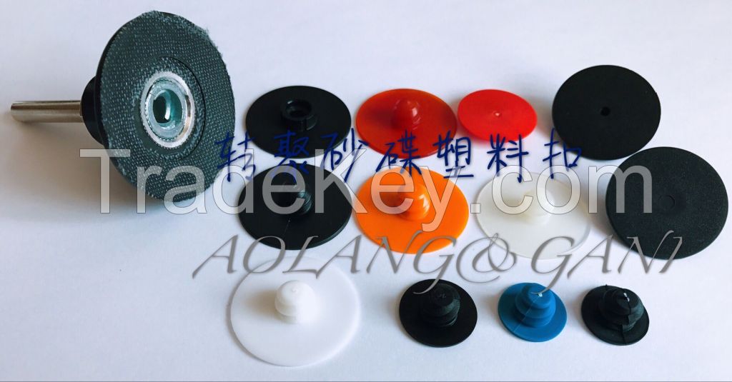 Plastic button for the quick change disc or sanding disc