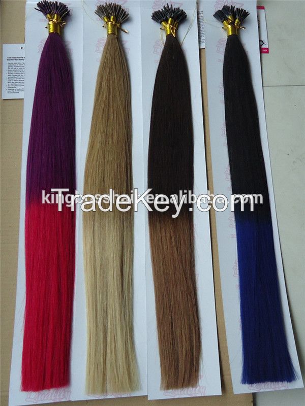 Hot sale Hair Extension 100% human hair I tip Hair  braziline remy Virgin hair