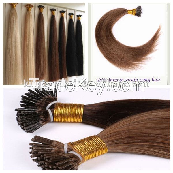 Hot sale Hair Extension 100% human hair I tip Hair  braziline remy Virgin hair