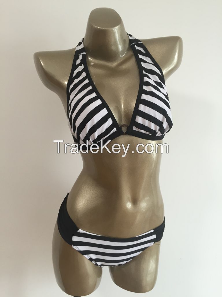 Classic black &amp; white stripe bikini