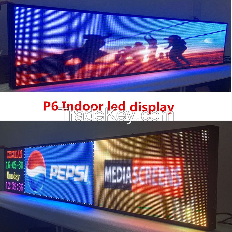 P6 Full-Colour  2145x415mm RJ45 and usb programmable rolling information P6 indoor led display screen