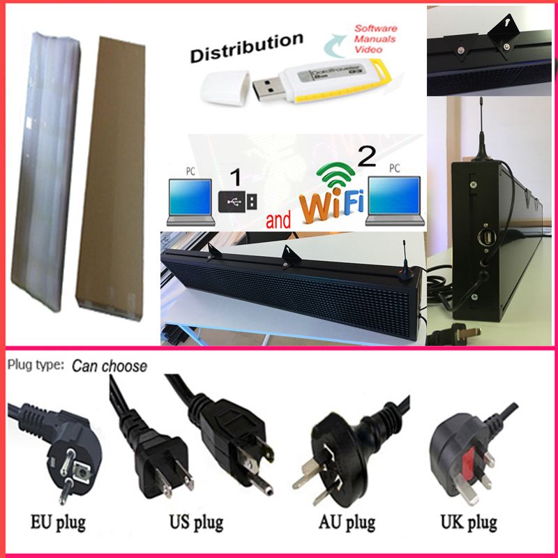 Led display screen 40X8 inch P10 indoor RED LED sign wireless and usb programmable rolling information