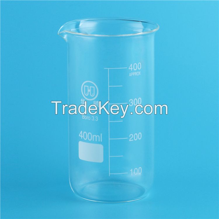 HUAOU tall form glass beaker with spout and graduations, Boro 3.3 Glass