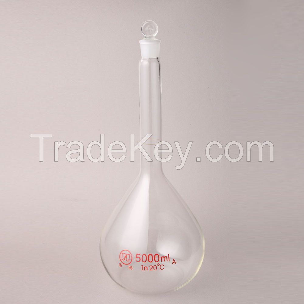 HUAOU Volumetric Flask, class A, with one graduation mark, with glass or plastic stopper, Boro 3.3 glass or Neutral glass