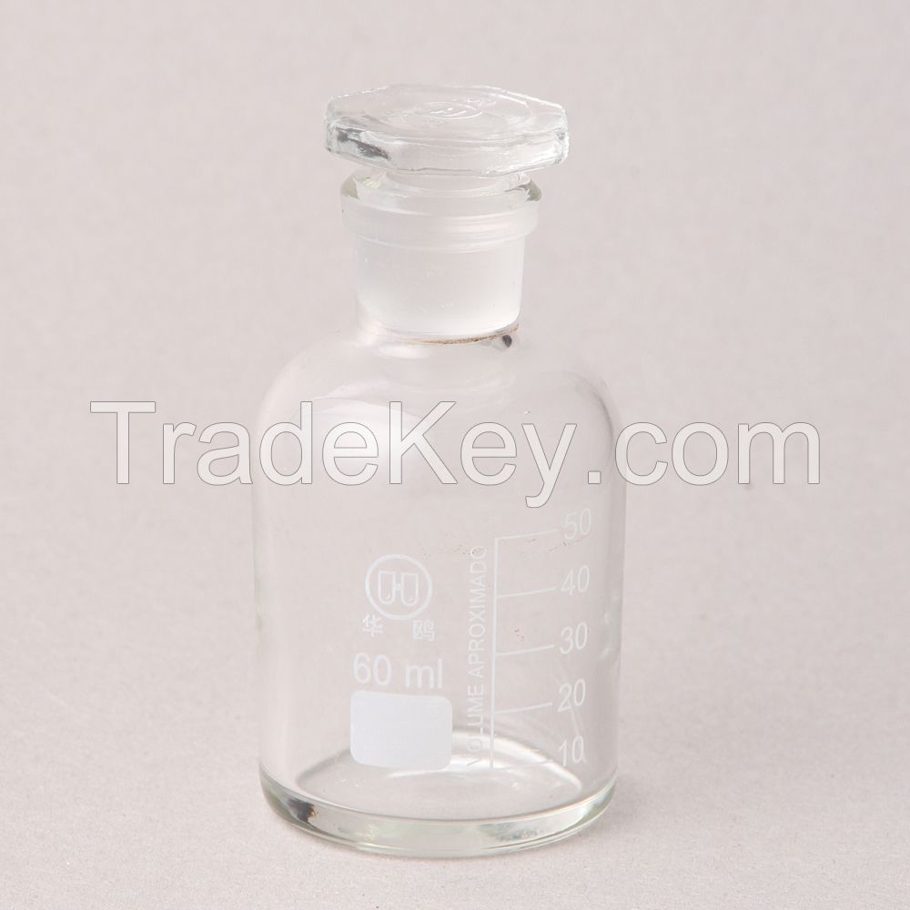 HUAOU Reagent bottle, clear glass, narrow mouth with ground-in glass or plastic stopper