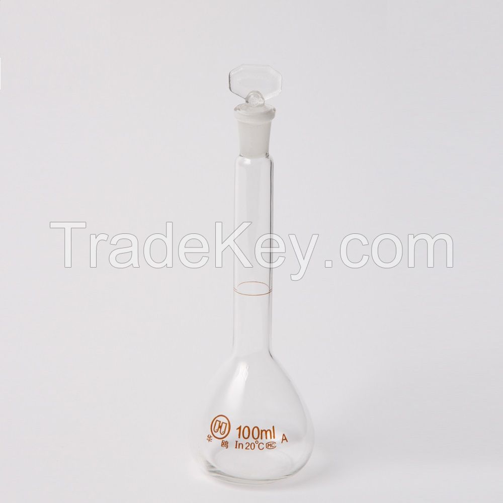 HUAOU Volumetric Flask, class A, with one graduation mark, with glass or plastic stopper, Boro 3.3 glass or Neutral glass