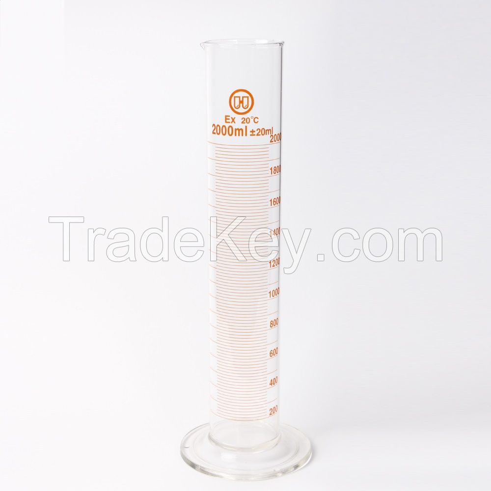 HUAOU Measuring Cylinder, with spout and graduation, with glass round base or plastic hexagonal base